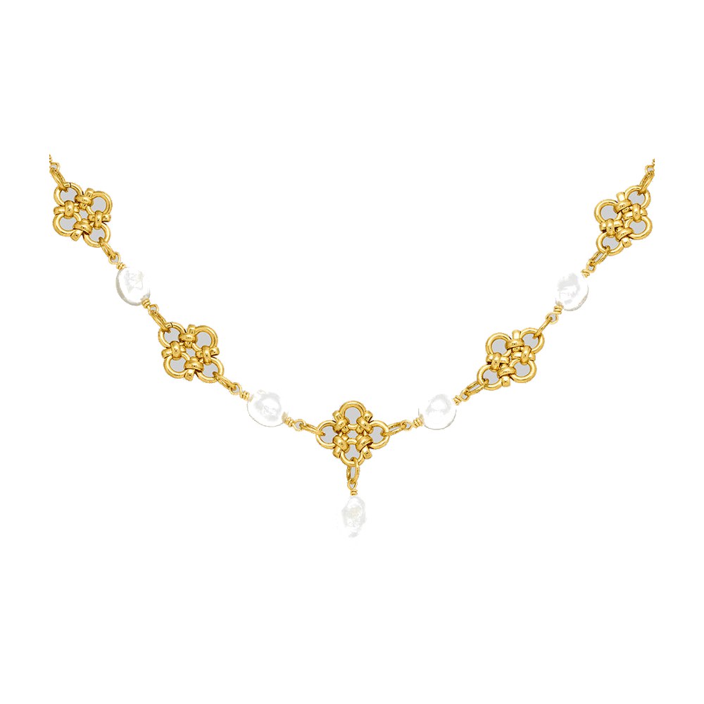 Regal Rose Muriel. Chainmail & Pearl Collar - Gold