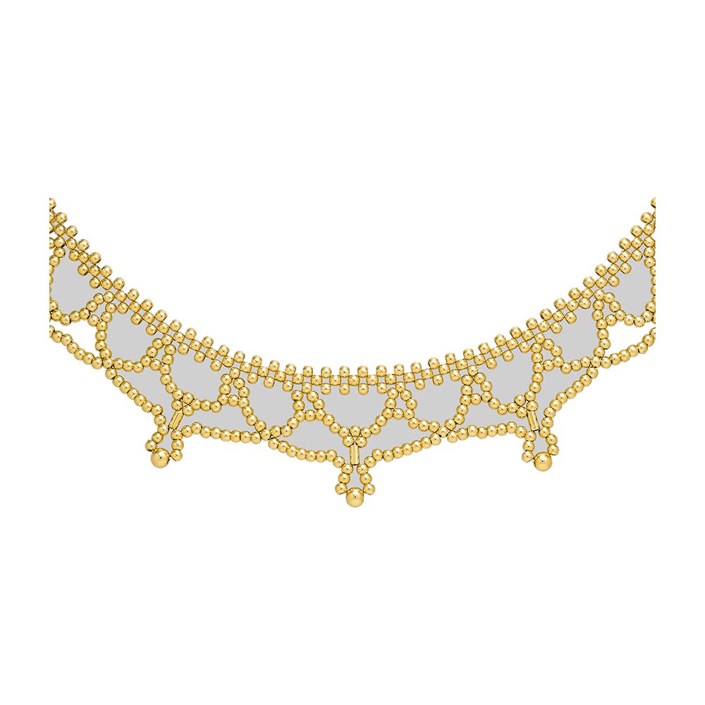 Regal Rose Ninette. Tracery Metal Beaded Collar - Gold