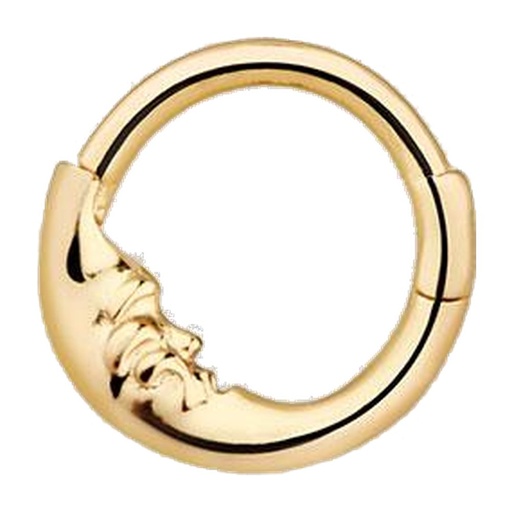 Regal Rose Man IN The Moon. Gold Clicker Ring - Septum